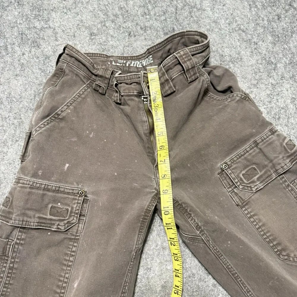 Duluth Flex Fire Hose Cargo Work Pants 30x34 Brown Distressed Paint Splatter Men